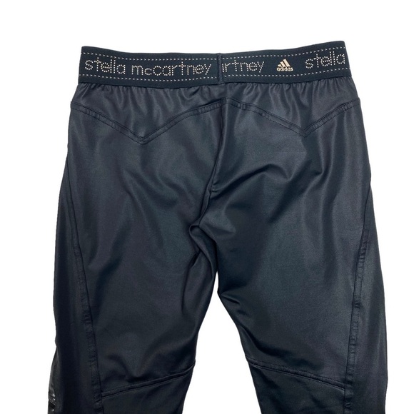 STELLA Mccartney Adidas Spell out Waist Ankle zip Running tights in Shiny Black - Picture 5 of 10